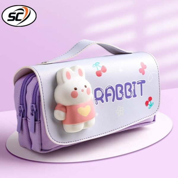 3 Compartments Double Zipper Waterproof Squishy Pencil Pouches