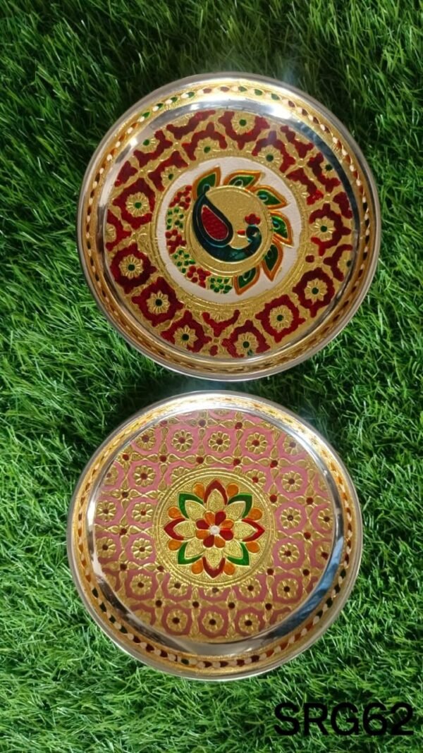 Stainless steel meenakari Plates - Image 3