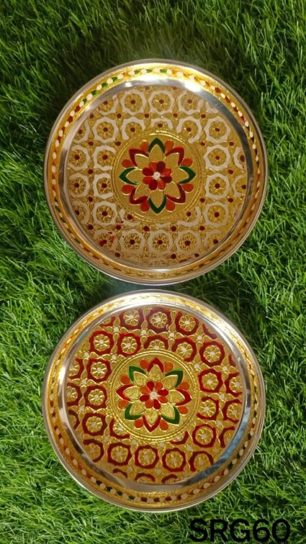 Stainless steel meenakari Plates