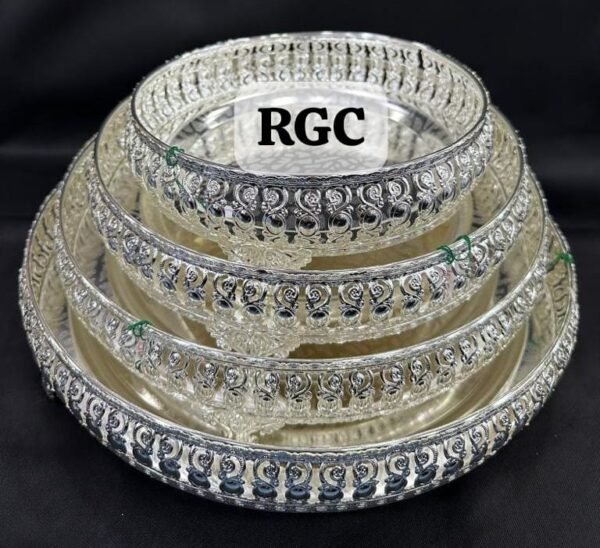 Trending Imported German Silver Round Tray with Legs