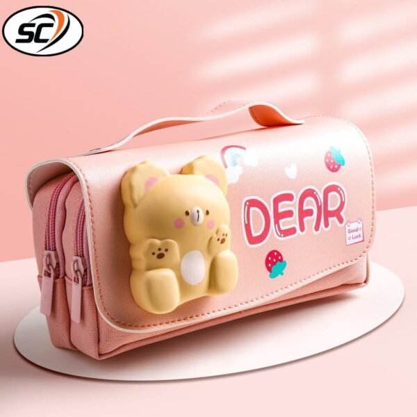 3 Compartments Double Zipper Waterproof Squishy Pencil Pouches - Image 3