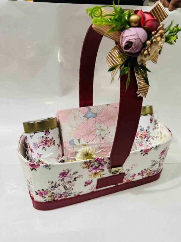 Newly launched floral print leather basket